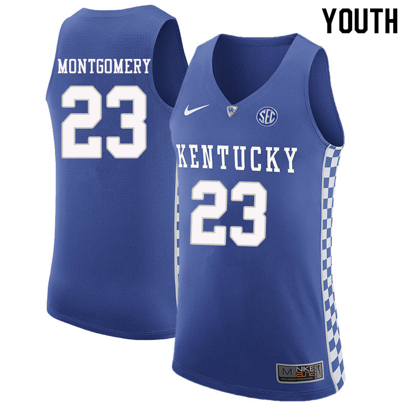 Youth #23 E.J. Montgomery Kentucky Wildcats College Basketball Jerseys Sale-Blue